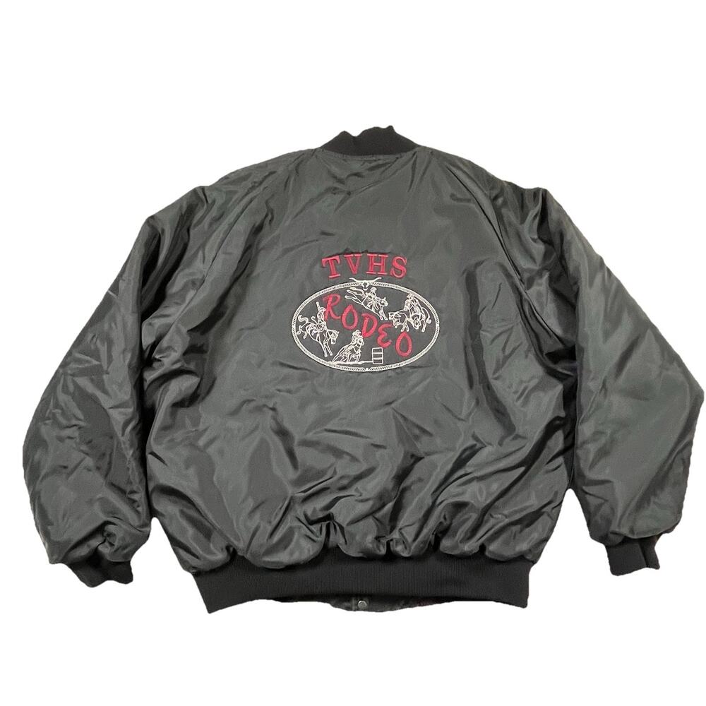 Vintage Rodeo Puffer Bomber Jacket USA Made Mens Medium Black